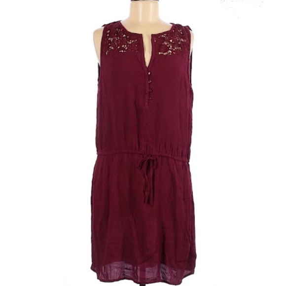 Gap Factory Burgundy Sleeveless Vneck Dress Rayon - Picture 1 of 4